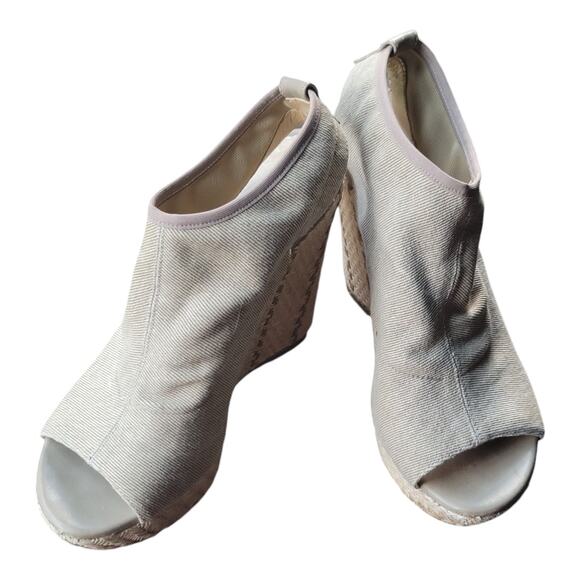 Stuart Weitzman Glover Stretch Espadrille Wedge Sandals Women's Size‎ 7 US Beige - Picture 8 of 8